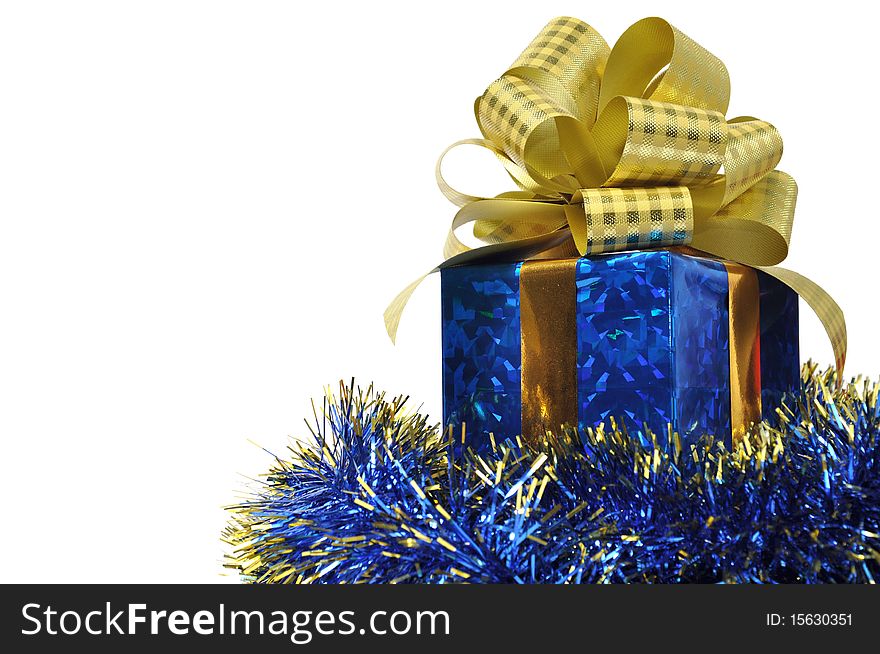 Blue gift isolated on white background. Blue gift isolated on white background