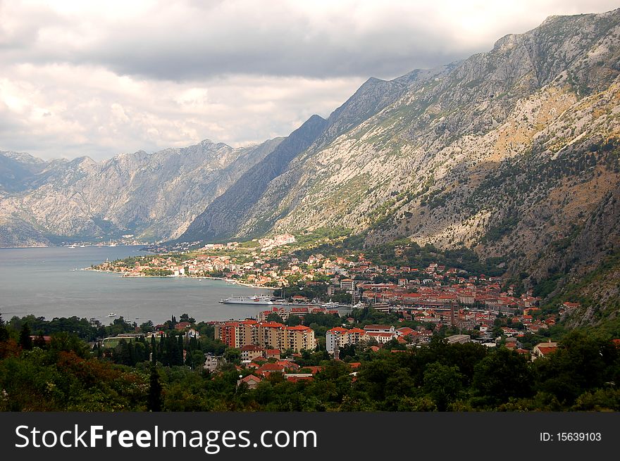 Spectacular and picturesque view on Boka Kotorska in Montenegro