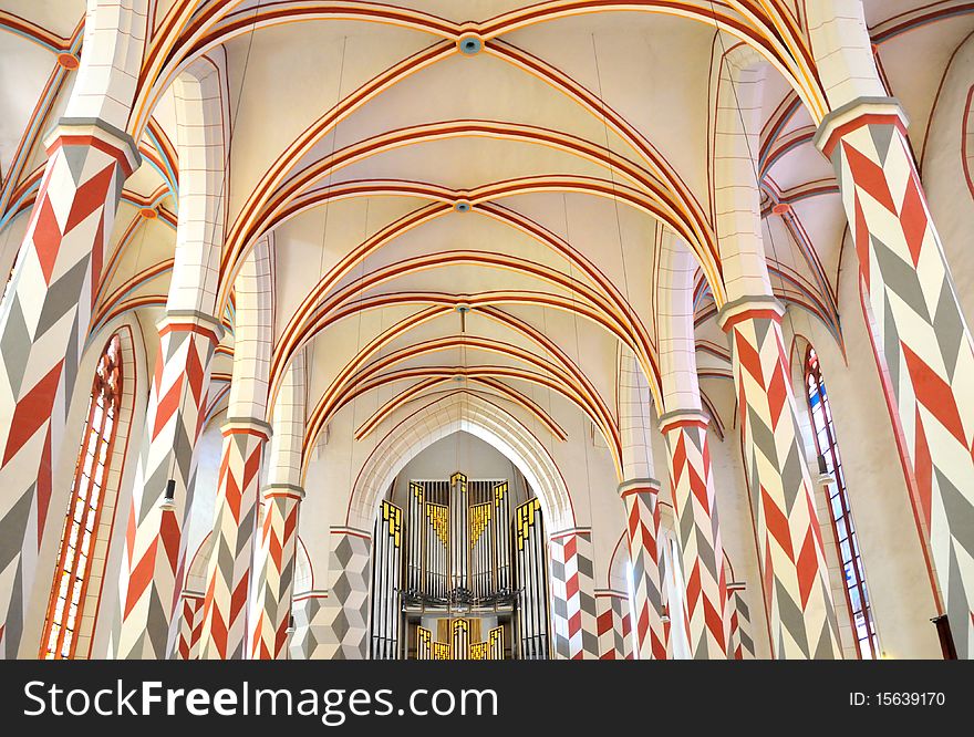 Vivid interior of historic church in Goettingen,Germany. Vivid interior of historic church in Goettingen,Germany