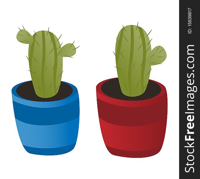 Vector illustration: two cute cactus.