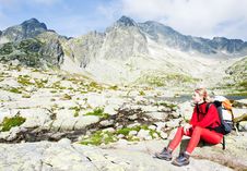 Woman Backpacker In High Tatras Stock Photography Woman Backpacker In High Tatras Stock Photography