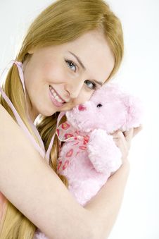 Woman With Teddy Bear Stock Image Woman With Teddy Bear Stock Image