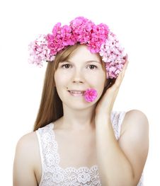 Woman With Wreath Of Flowers Royalty Free Stock Image Woman With Wreath Of Flowers Royalty Free Stock Image