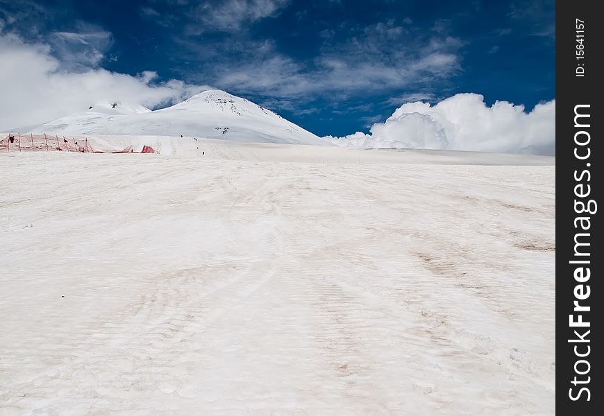 Mountain-vulcan Elbrus with heights 3800 on sea level