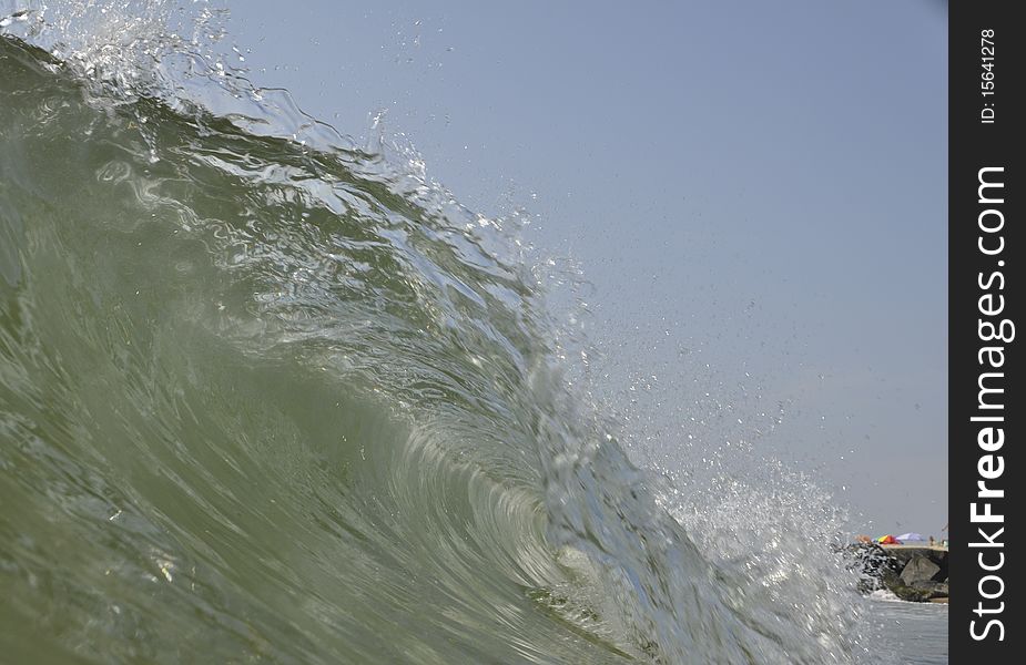 Cresting ocean wave in Atlantic