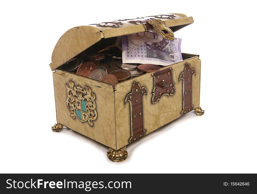 Treasure chest with money