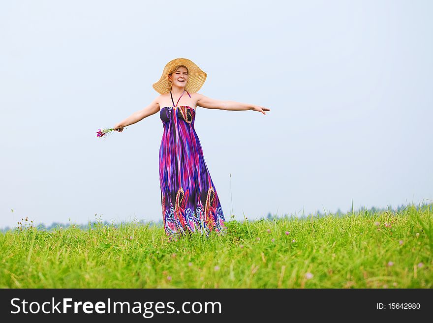 Girl On A Meadow