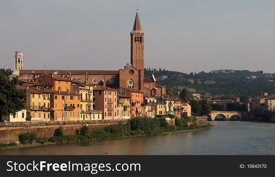 View of centre of italian town of Verona. View of centre of italian town of Verona