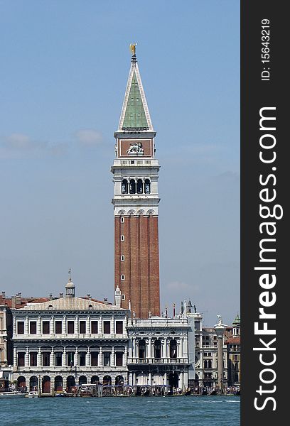 View of belfry of the basilica of San Marco in Venice. View of belfry of the basilica of San Marco in Venice