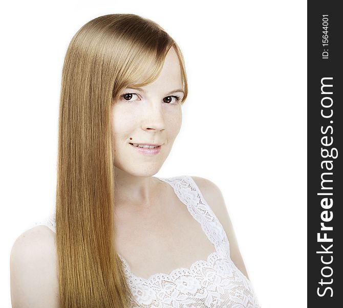 Young woman with luxuriant healthy long hair