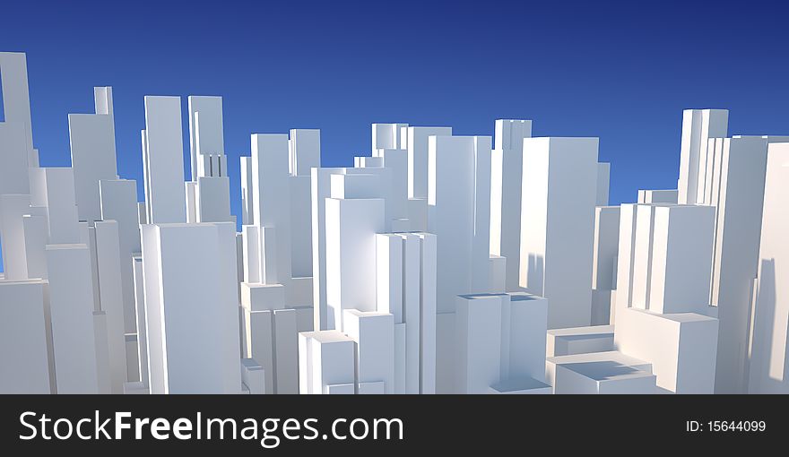 The town consisted of high-rises on a white background. The town consisted of high-rises on a white background