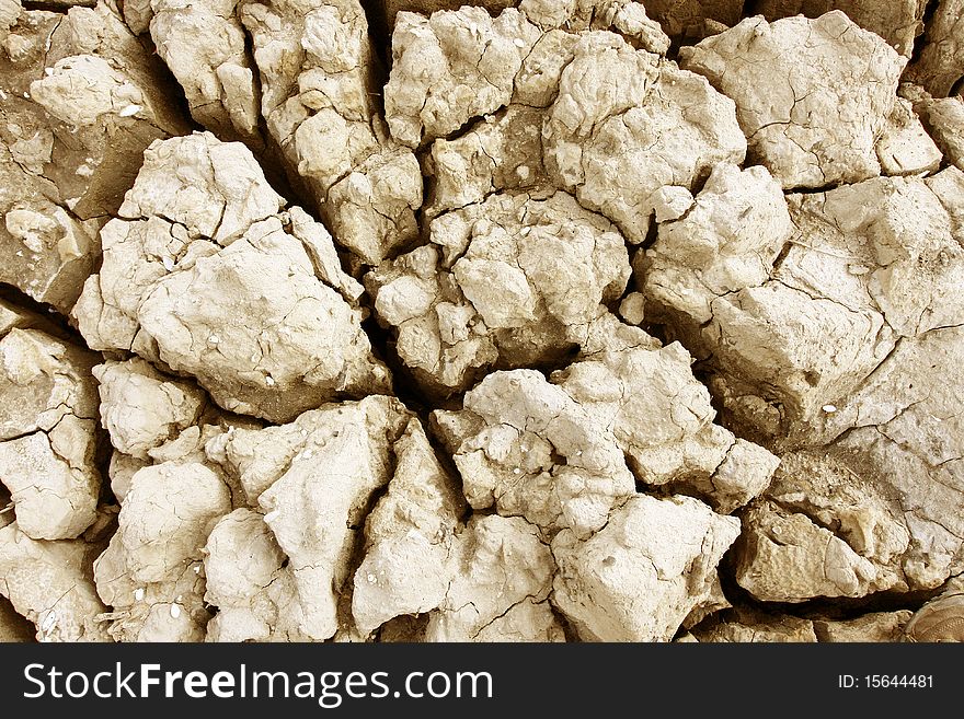 View of cracks in dry earth