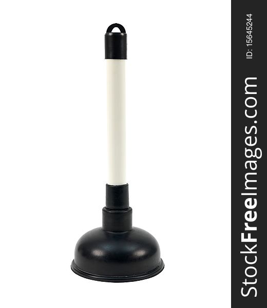A drain plunger isolated against a white background