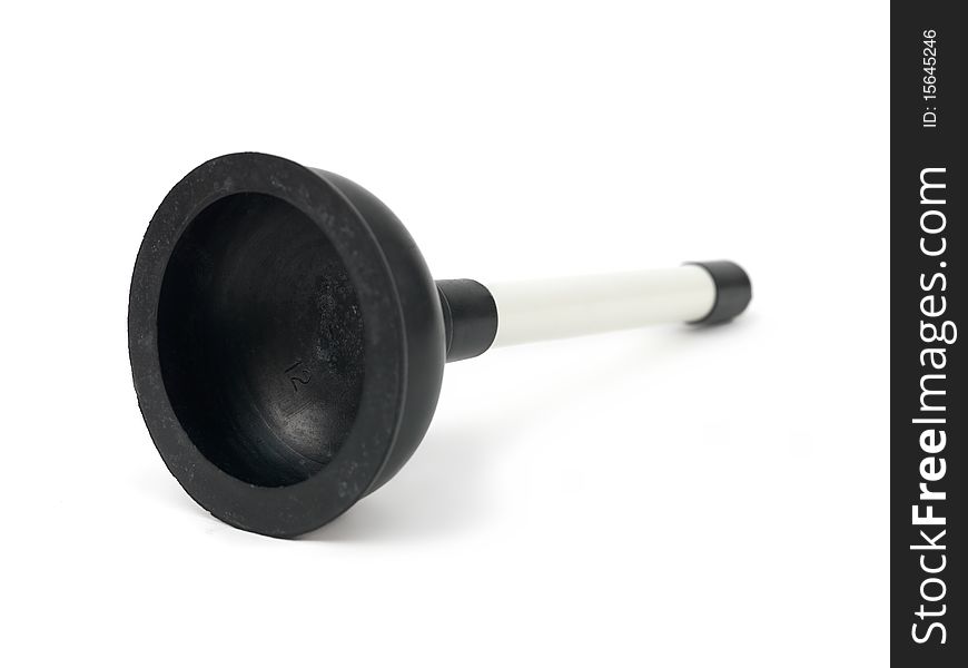 A drain plunger isolated against a white background