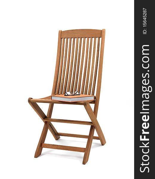 A deck chair isolated against a white background