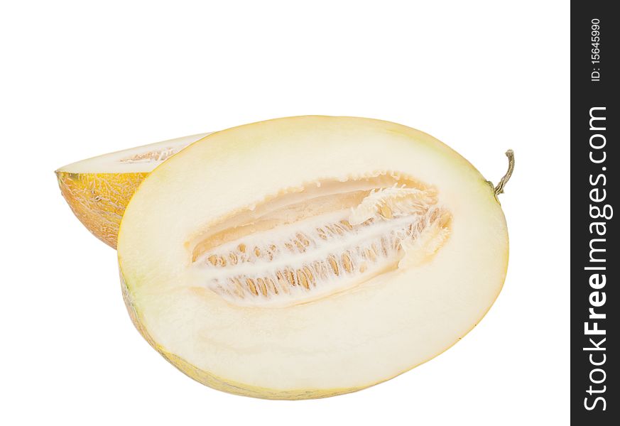 Juicy, ripe melon on a white background