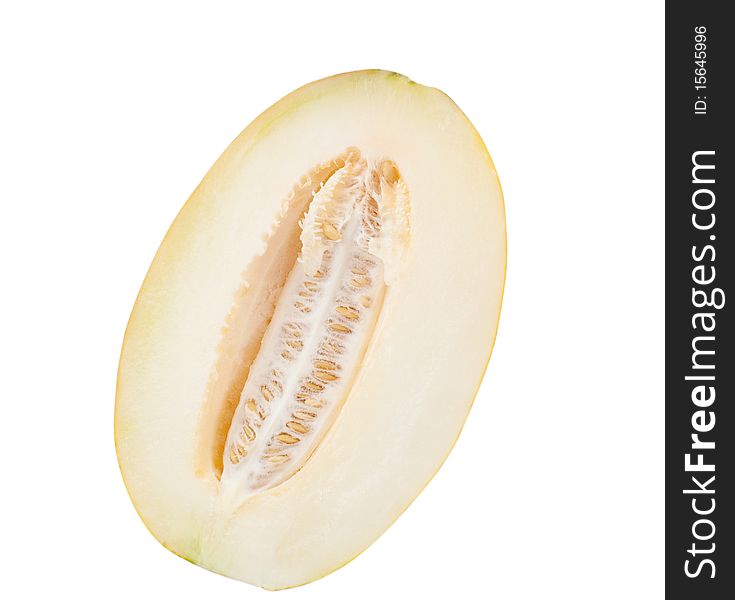 Juicy, ripe melon on a white background