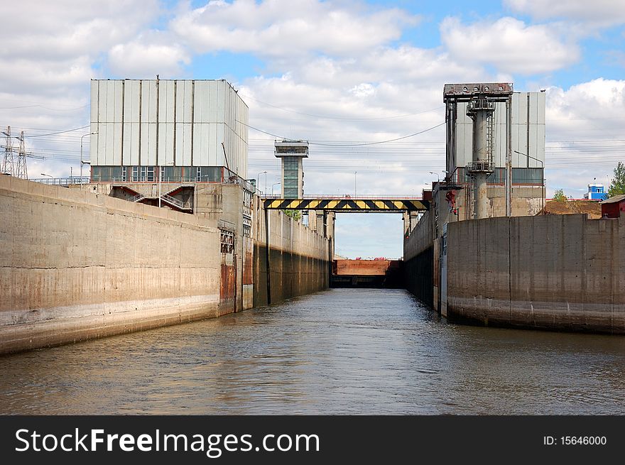 Sluice on the River Volga, Russia