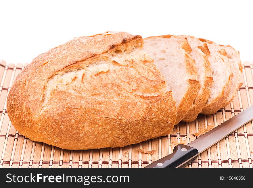 Sliced wheat bread. Isolated on white background