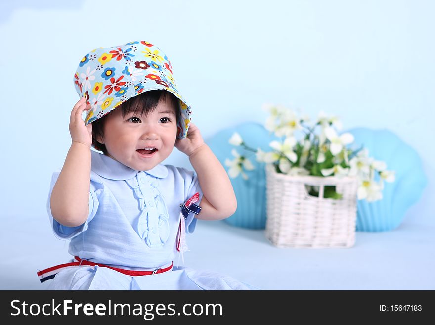 Cute baby girl in lovely hat