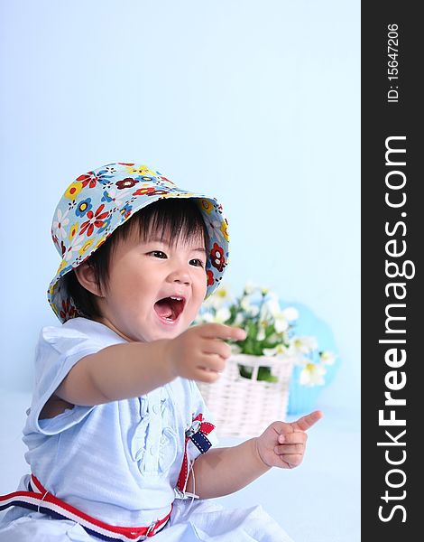 Laughing girl in lovely hat. Laughing girl in lovely hat