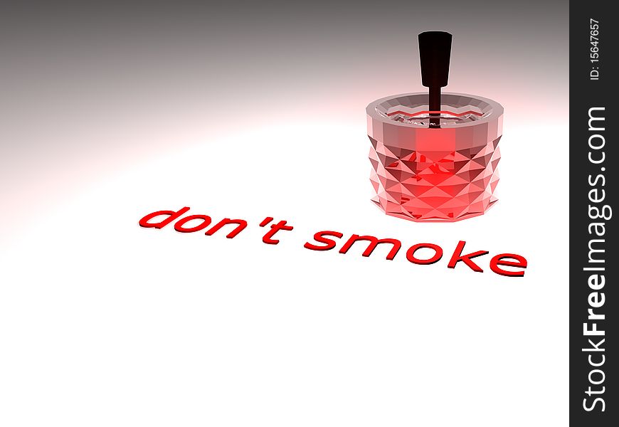 3D Illustration about smoking - ashtrays with letters. 3D Illustration about smoking - ashtrays with letters