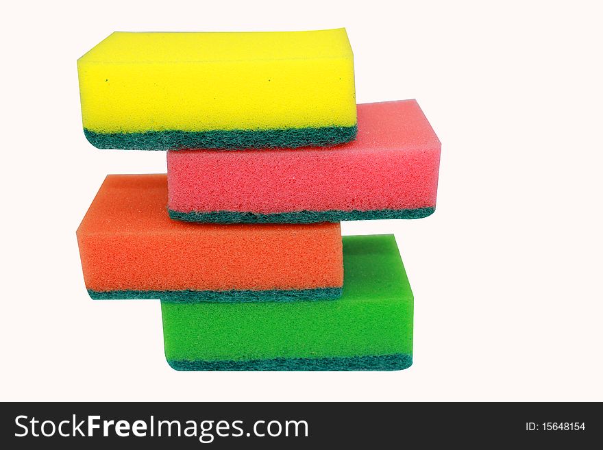 Pile of multicolored sponges for dishes