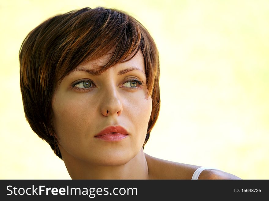 Face of a young girl being in nature