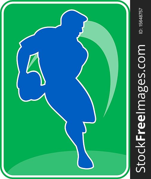 Illustration of a rugby player running passing ball