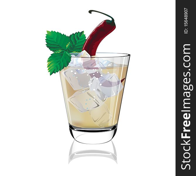 Cocktail on white background the vector