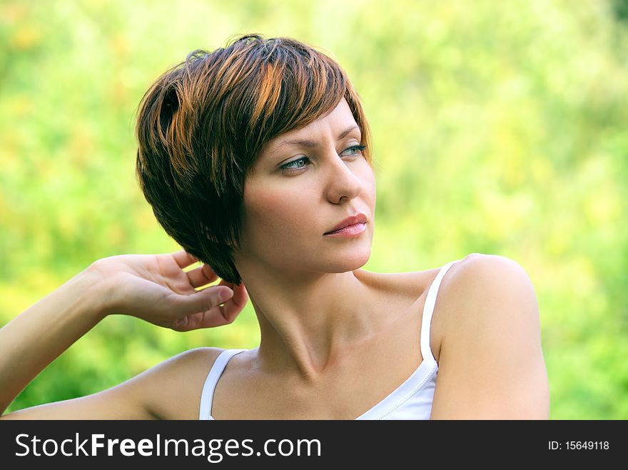 Face of a young girl being in nature