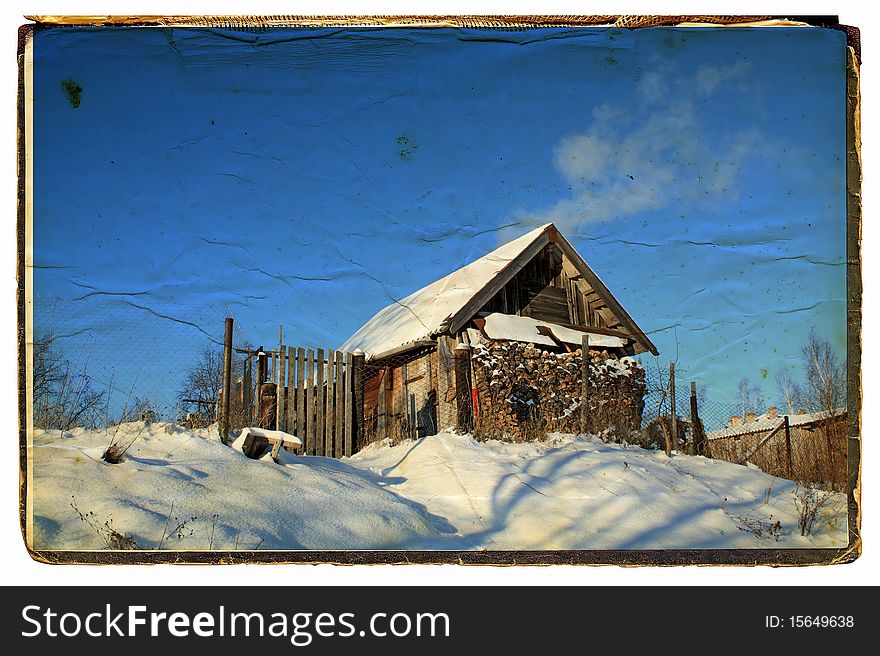 Rural house on aging photography