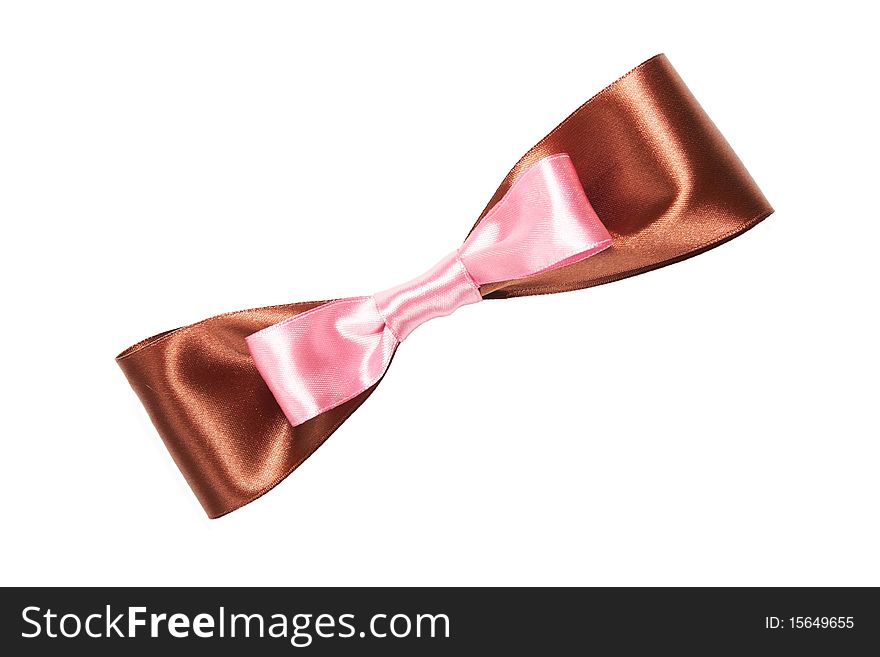 A brown-pink bow isolated on white