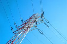 Red And White Electricity Pylon Royalty Free Stock Image Red And White Electricity Pylon Royalty Free Stock Image