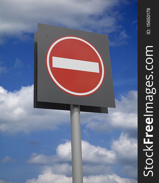 No entry sign with blue sky