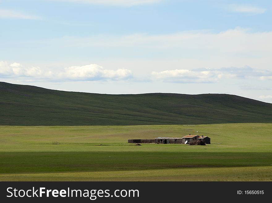 The houses in summer meadow of Inner Mongolia, China