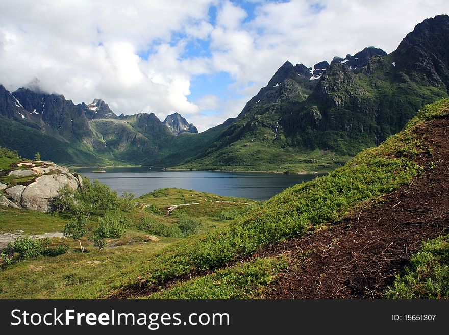 The view on the beauty Landscape in Lofoten islands, Norway. The view on the beauty Landscape in Lofoten islands, Norway