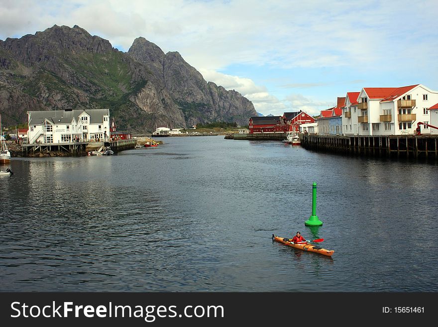 Th view on the Henningsvaer in Norway