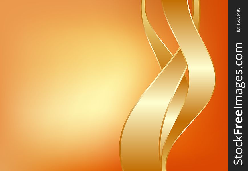 Three gold ribbons on light background