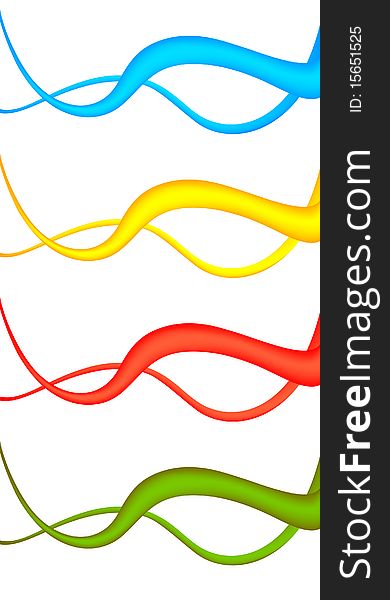 Set of four color abstract waves on white background. Set of four color abstract waves on white background