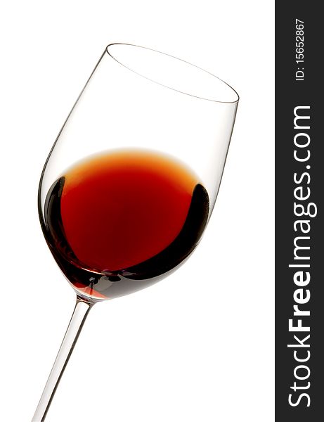Glass of red wine with white background