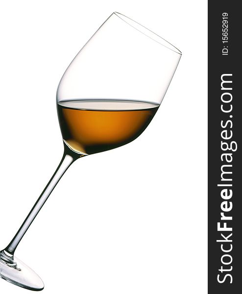Glass of white wine with white background