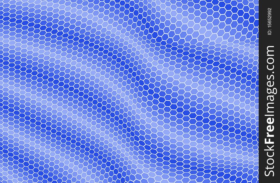 Abstract of warped hexagonal shapes in blue. Abstract of warped hexagonal shapes in blue