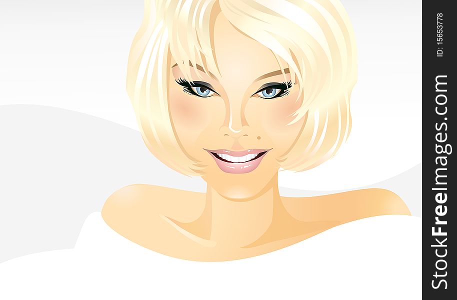 Illustration of a beautiful smiling girl. File includes clipping path.