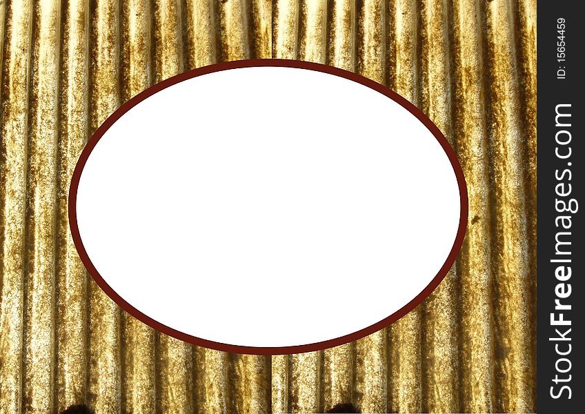 A gold paper texture background with an ovale white frame. A gold paper texture background with an ovale white frame