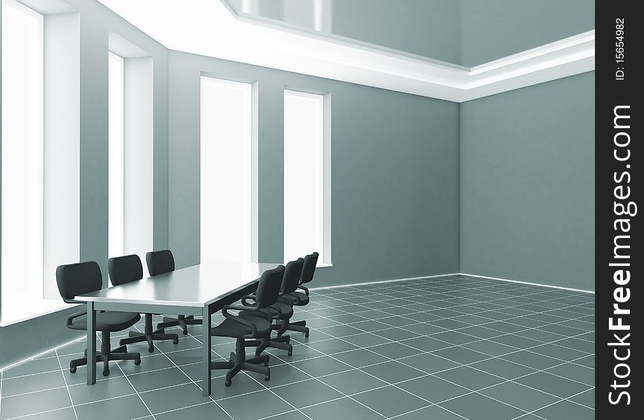 Negotiating table on grey interior