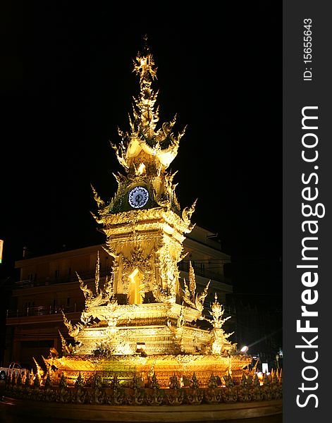 Big clock in Thailand at night. Big clock in Thailand at night