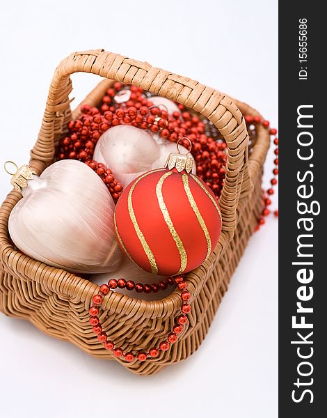 Christmas balls ornament on basket c