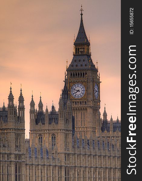 Close up of the Houses of Parliament in HDR. Close up of the Houses of Parliament in HDR