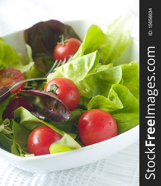 Fresh salad from lettuce and tomatoes